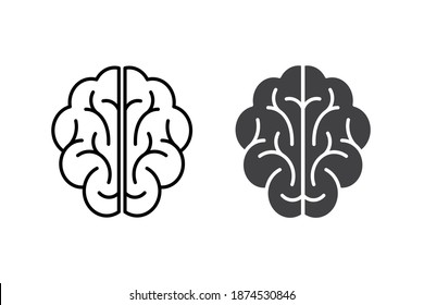 Human brain vector icon illustration, brain symbol in line style isolated on white background.