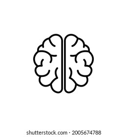 Human brain vector icon illustration, brain symbol in line style isolated on white background