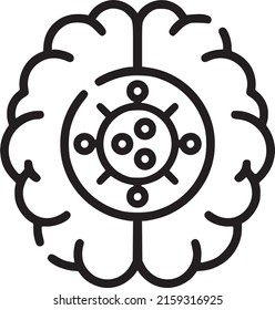 Icono del vector del cerebro humano, ilustración del cerebro humano infectado, EPS