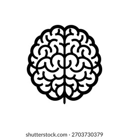 Icono del Vector del cerebro humano, símbolo de la inteligencia y del pensamiento, logotipo del arte de la línea negra.