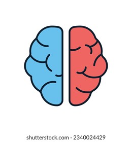 Human Brain Vector Icon. Isolated on the White Background. Editable EPS file. Vector illustration