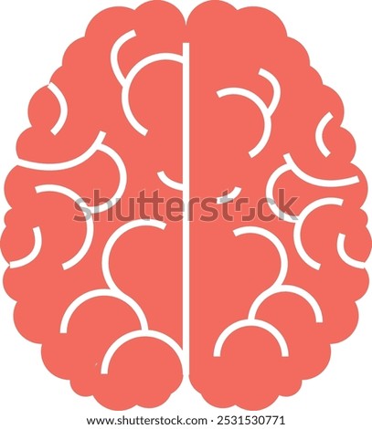 Human Brain Vector Illustration on white background. Red Brain Vintage line art Illustration for using as logo, icon, sign, symbol and more.