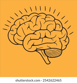 human brain vector illustration.  brain stroke simple illustration. human brain icon, vector image on yellow background