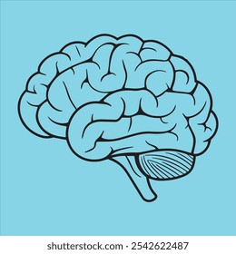 human brain vector illustration.  brain stroke simple illustration. human brain icon, vector image on yellow background