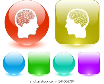 Human brain. Vector interface element.