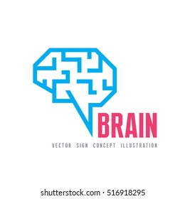 Human brain - vector logo template concept illustration. Geometric mind structure sign. Creative idea symbol. Design element.