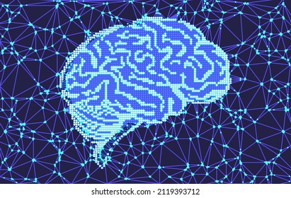 Human brain visualization. Futuristic Artificial intelligence concept. Cyber mind aesthetic design