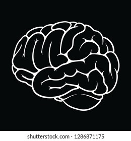 Human Brain White Outline On Black Stock Vector (Royalty Free ...