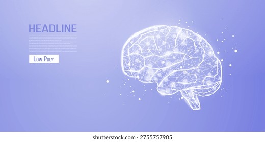 Human brain. Wireframe low poly style. Concept for medical, brain cancer, neural network.  Abstract modern vector illustration on color background. 