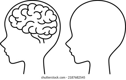 Human Brain Within Head Silhouette Icon