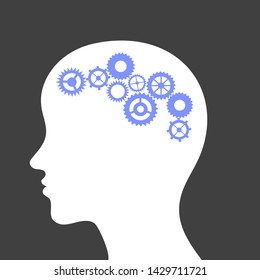 Human Brain Working. Simple Vector Illustration in Flat Design. Thinking Concept