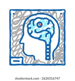 human brain x-ray doodle icon sketch vector. human brain x-ray sign. isolated symbol illustration