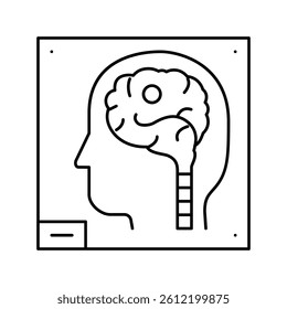 human brain x-ray line icon vector. human brain x-ray sign. isolated contour symbol black illustration