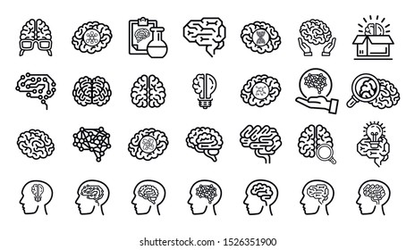 Human brains icon set. Illustration of human brains icon vector set isolated on white background