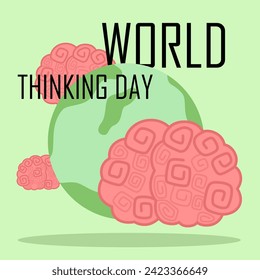 Human brains, planet Earth and text WORLD THINKING DAY on green 