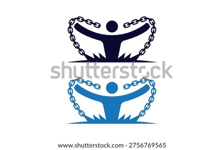 Human Breaking Chain Freedom Motivation Success Logo