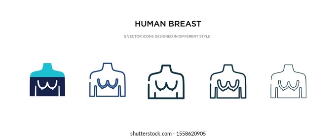 human breast icon in different style vector illustration. two colored and black human breast vector icons designed in filled, outline, line and stroke style can be used for web, mobile, ui