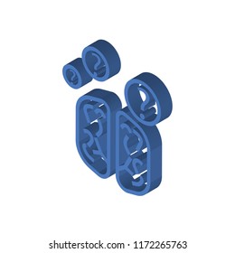 Human Brian isometric left top view 3D icon