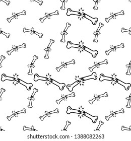 Human Broken Bone, Bone Fracture Seamless Pattern Vector Art Illustration