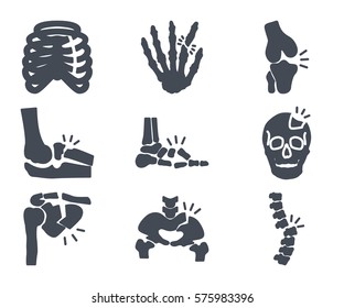 human broken bones silhouette icon
