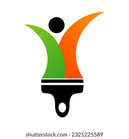 diseño de logotipo humano y cepillo 