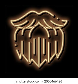 Human Brutal Bushy Beard neon light sign vector. Glowing bright icon Human Brutal Bushy Beard sign. transparent symbol illustration