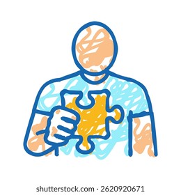 human business puzzle doodle icon sketch vector. human business puzzle sign. isolated symbol illustration