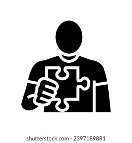 human business puzzle glyph icon vector. human business puzzle sign. isolated symbol illustration
