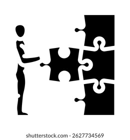 human business puzzle glyph icon vector. human business puzzle sign. isolated symbol illustration