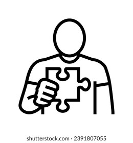 icône de ligne de casse-tête d'entreprise humaine image vectorielle. symbole du casse-tête des affaires humaines. illustration noire du contour isolé