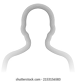 Human bust silhouette avatar, bust shape parallel lines human chakra aura radiation energy