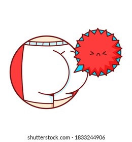 Human buttocks in panties and ache face in speech bubble. Isolated on white background. Vector cartoon character illustration icon design. Hemorrhoids, piles concept