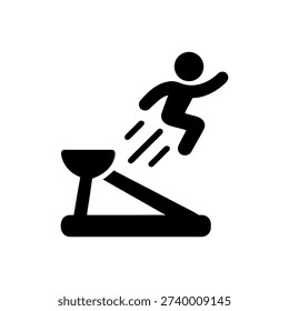 Human Cannonball Stunt Launch Icon Isolated On White Background