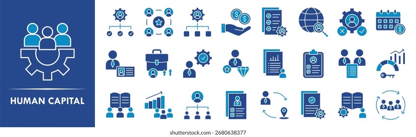Human Capital icon collection set. Containing design business, team, company, capital, human, employee