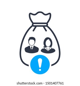 Human capital icon with exclamation mark, alert, error, alarm, danger symbol
