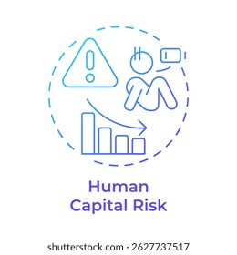 Human capital risk blue gradient concept icon. Identify potential threats for company. Workforce insight. Round shape line illustration. Abstract idea. Graphic design. Easy to use blog post