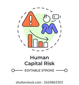 Human capital risk multi color concept icon. Identify potential threats for company. Workforce insight. Round shape line illustration. Abstract idea. Graphic design. Easy to use blog post