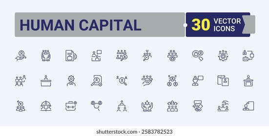 Human Capital simple icon.lined icons set. Related to organization, human, recruit, human resource, business and more. Isolated icon. Editable vector art.