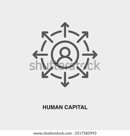 Human Capital thin line icon or logo. Symbol or sign on business management theme. Vector line illustration.