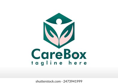 Human Care Box Logo Design Vector Icon Symbol Illustrations. A multifunctional logo that can be used in many medicine technology and wellness health care business companies and services.