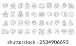 Human Care and Charity icon set. containing Love, friendship, care, charity and more .editable stroke thin outline icon collection .isolated on white background flat vector illustration