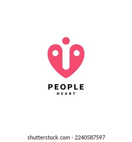 human care logo design with people heart vector icon