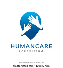 Human Care Logo Template Design Vector, Emblem, Concept Design, Creative Symbol, Icon