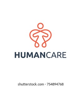 Human Care Logo. Care Logo Vector.  People Care Logo.