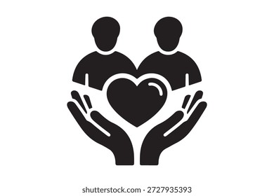 Cuidado humano y amor: dos figuras con las manos sosteniendo un corazón, simbolizando la compasión y la Asistencia