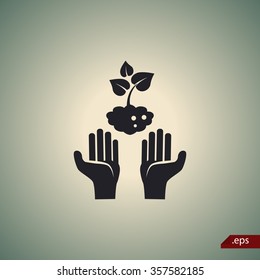 Human care under the plants icon