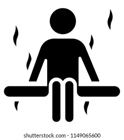 
Human cartoon sitting in a steam room to enlighten sauna icon 

