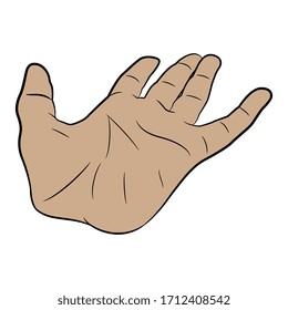 
Human Caucasian hand. Empty open palm. Releasing gesture. Cartoon style. Isolated vector illustration. 