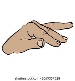 Human Caucasian hand. Waving farewell gesture. Cartoon style.