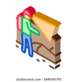 Mensch in Höhlen Symbol Vektor. isometrischer Mensch in Höhlen Schild. farbige einzelne Symbolillustration